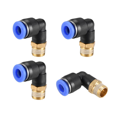Harfington Uxcell PL8-01 Pneumatic Push to Connect Fitting, Male Elbow - 5/16" Tube OD x 1/8" G Thread Tube Fitting Blue 2pcs