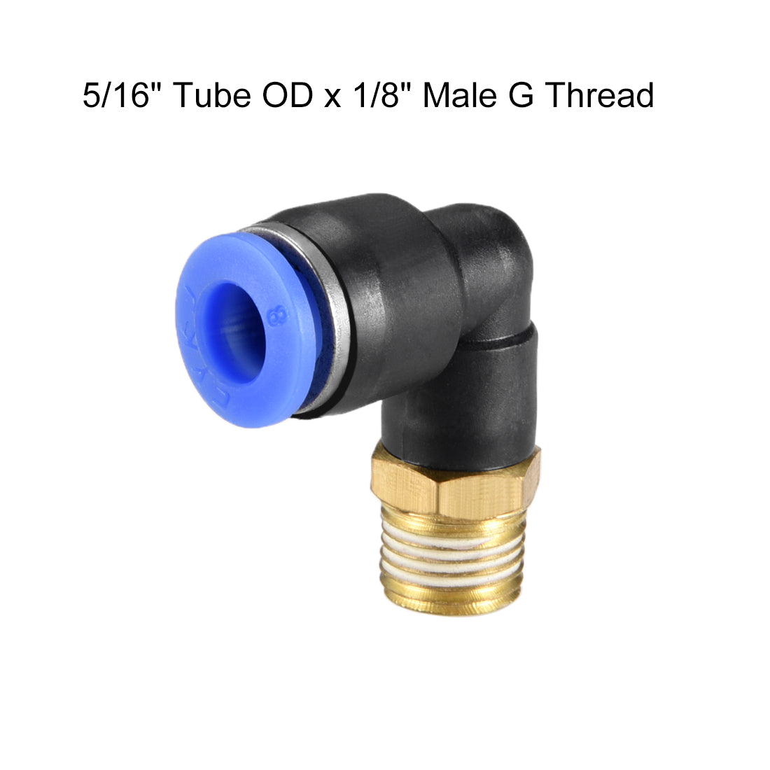 Uxcell Uxcell PL8-01 Pneumatic Push to Connect Fitting, Male Elbow - 5/16" Tube OD x 1/8" G Thread Tube Fitting Blue 2pcs