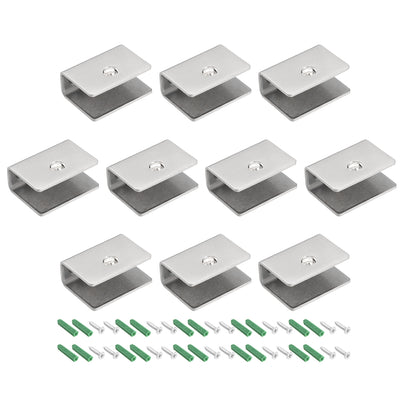 Harfington Uxcell Glass Shelf Brackets Stainless Steel Holder Rectangle for 8-12mm Thickness 10pcs