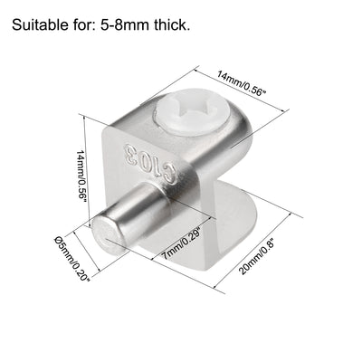 Harfington Uxcell Glass Shelf Brackets, Zinc Alloy Glass Clamp Shaft Mount for 5-8mm Thick, 10pcs