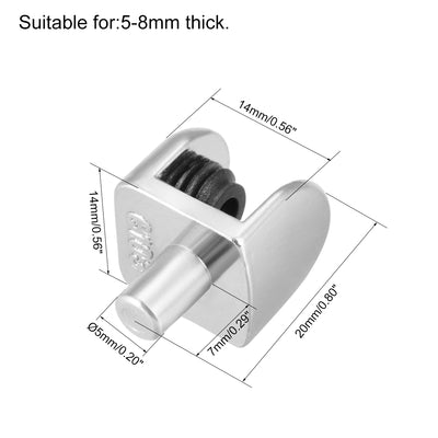 Harfington Uxcell Glass Shelf Brackets, Zinc Alloy Clamp Clip Shaft Mount for 5-8mm Thick, 4pcs