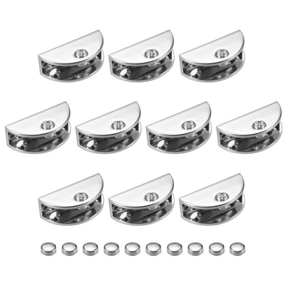 Uxcell Uxcell Glass Shelf Brackets Zinc Alloy Clip Half Round for 8-10mm Thickness 4pcs