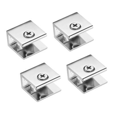 Harfington Uxcell Glass Shelf Brackets Zinc Alloy Clip Square for 10-12mm Thickness 2pcs