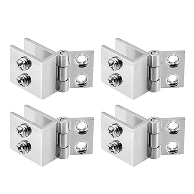 Harfington Uxcell Glass Door Hinge - 0 Degree Cupboard Showcase Cabinet Door Hinge Glass Clamp , Polished Pure Copper , for 5-8mm Glass Thickness 4Pcs