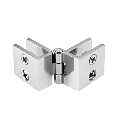 Harfington Uxcell Glass Door Hinge - 180 Degree Cupboard Showcase Cabinet Door Hinge Glass Clamp ,Zinc Alloy , for 5-8mm Glass Thickness