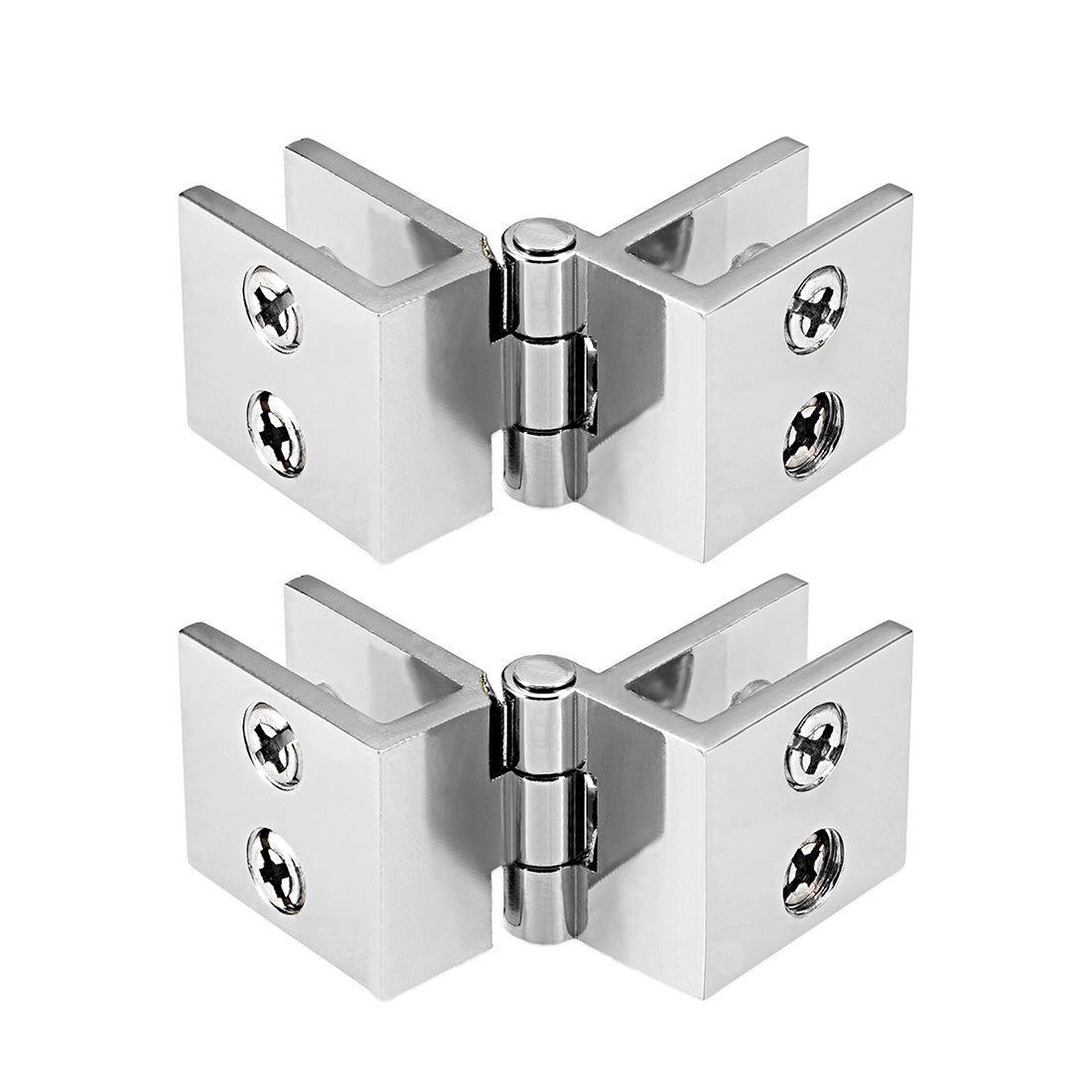 uxcell Uxcell Glass Door Hinge - 180 Degree Cupboard Showcase Cabinet Door Hinge Glass Clamp ,Zinc Alloy , for 5-8mm Glass Thickness 2Pcs