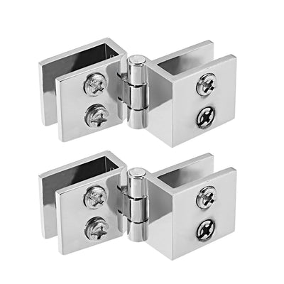 Harfington Uxcell Glass Door Hinge - 90 Degree Cupboard Showcase Cabinet Door Hinge Glass Clamp ,Zinc Alloy , for 5-8mm Glass Thickness 2Pcs