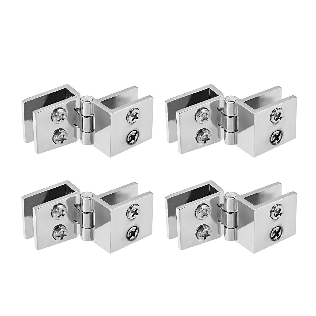 uxcell Uxcell Glass Door Hinge - 90 Degree Cupboard Showcase Cabinet Door Hinge Glass Clamp ,Zinc Alloy , for 5-8mm Glass Thickness 4Pcs