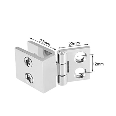 Harfington Uxcell Glass Door Hinge - 0 Degree Cupboard Showcase Cabinet Door Hinge Glass Clamp ,Zinc Alloy , for 5-8mm Glass Thickness 2Pcs