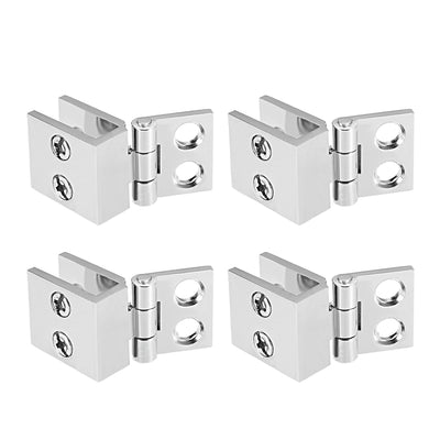 Harfington Uxcell Glass Door Hinge - 0 Degree Cupboard Showcase Cabinet Door Hinge Glass Clamp ,Zinc Alloy , for 5-8mm Glass Thickness 4Pcs
