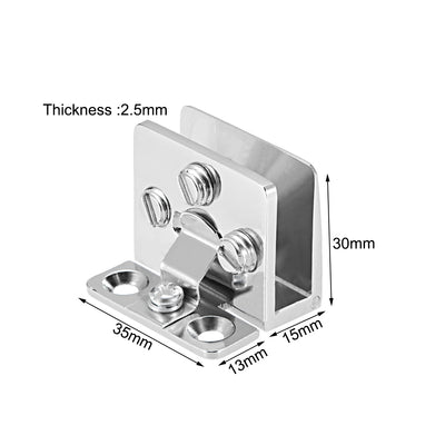 Harfington Uxcell Glass Hinge Cupboard Showcase Cabinet Door Hinge Glass Clamp ,Zinc Alloy , for 5-8mm Glass Thickness 2Pcs