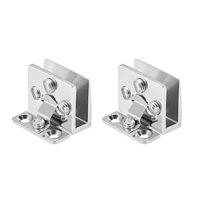 Harfington Uxcell Glass Hinge Cupboard Showcase Cabinet Door Hinge Glass Clamp ,Zinc Alloy , for 5-8mm Glass Thickness 2Pcs