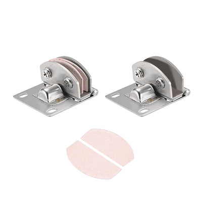 Harfington Uxcell Glass Hinge Cupboard Showcase Cabinet Door Hinge Glass Clamp ,Stainless Steel , for 5-8mm  Thickness 4Pcs