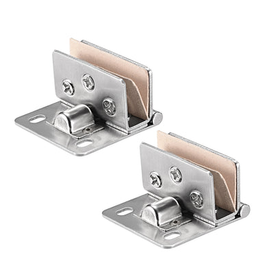 Harfington Uxcell Glass Hinge Cabinet Door Hinge Glass Clamp ,Stainless Steel , for 8-10mm Glass Thickness  2Pcs