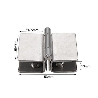 Harfington Uxcell Glass Hinge Cabinet Door Cupboard Showcase  Hinge Glass Clamp ,Stainless Steel , for 8-10mm Glass Thickness 2Pcs