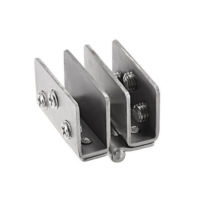 Harfington Uxcell Glass Hinge Cabinet Door Cupboard Showcase  Hinge Glass Clamp ,Stainless Steel , for 8-10mm Glass Thickness 4Pcs