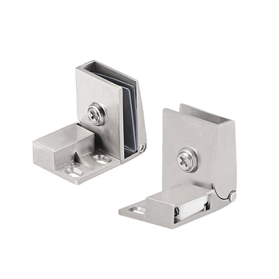 Harfington Uxcell Glass Door Hinge Cupboard Showcase Cabinet Door Hinge Glass Clamp , Zinc Alloy , for 3-5mm Glass Thickness 1Pair