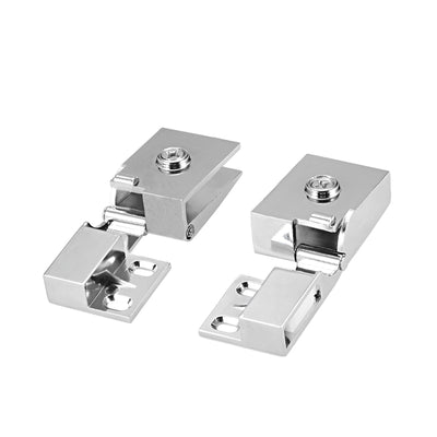 Harfington Uxcell 2 Pair Glass Door Hinge Cupboard Showcase Cabinet Door Hinge Glass Clamp,for 3-5mm Glass Thickness,Zinc Alloy