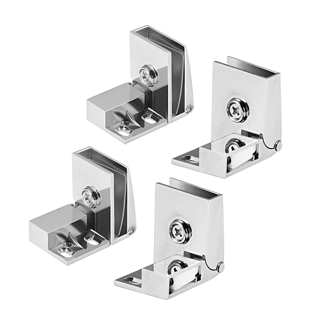 uxcell Uxcell 2 Pair Glass Door Hinge Cupboard Showcase Cabinet Door Hinge Glass Clamp,for 3-5mm Glass Thickness,Zinc Alloy