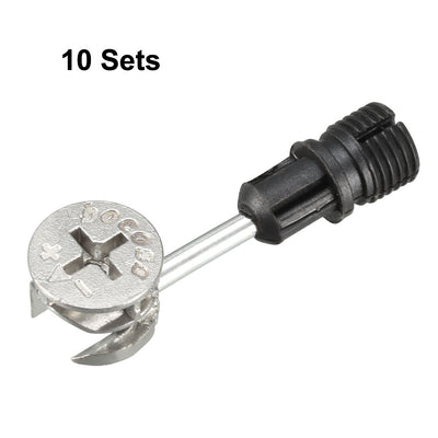 Harfington Uxcell 10 Sets Furniture Connecting 15mm OD Eccentric Wheel Cam Fitting Silver Tone