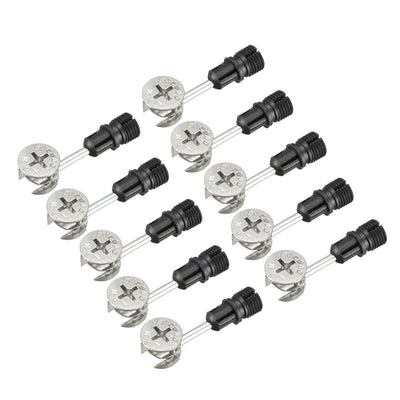 Harfington Uxcell 10 Sets Furniture Connecting 15mm OD Eccentric Wheel Cam Fitting Silver Tone