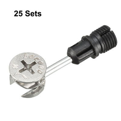 Harfington Uxcell 25 Sets Furniture Connecting 15mm OD Eccentric Wheel Cam Fitting Silver Tone