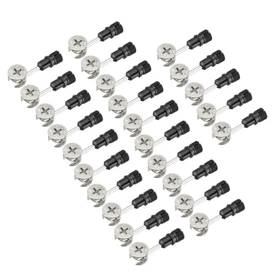 Harfington Uxcell 25 Sets Furniture Connecting 15mm OD Eccentric Wheel Cam Fitting Silver Tone