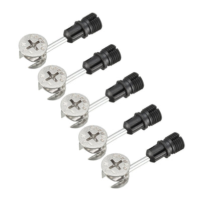Harfington Uxcell 5 Sets Furniture Connecting 15mm OD Eccentric Wheel Cam Fitting Silver Tone