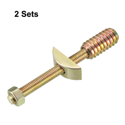 Harfington Uxcell 2 Sets Furniture Hardware Zinc Plated Half-Moon Nut Connecting Fitting Bronze Tone