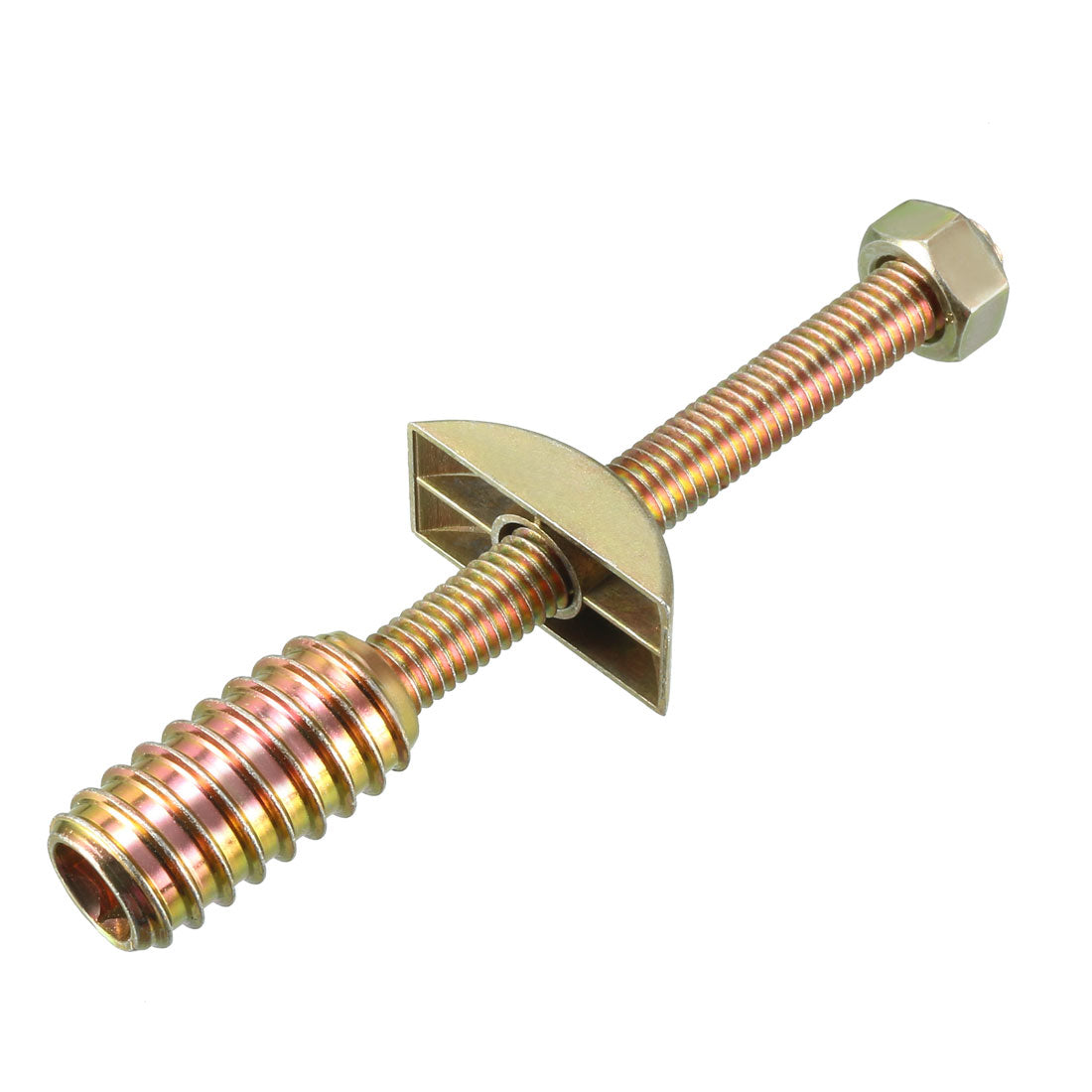 uxcell Uxcell 10 Sets Furniture Hardware Zinc Plated Half-Moon Nut Connecting Fitting Bronze Tone
