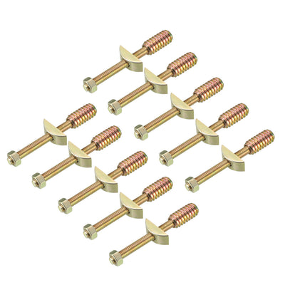 Harfington Uxcell 10 Sets Furniture Hardware Zinc Plated Half-Moon Nut Connecting Fitting Bronze Tone