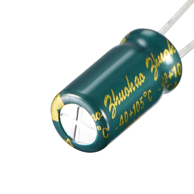 Harfington Uxcell Aluminum Radial Electrolytic Capacitor Low ESR Green with 1uF 400V 105 Celsius Life 3000H 6.3 x 12 mm High Ripple Current,Low Impedance 20pcs
