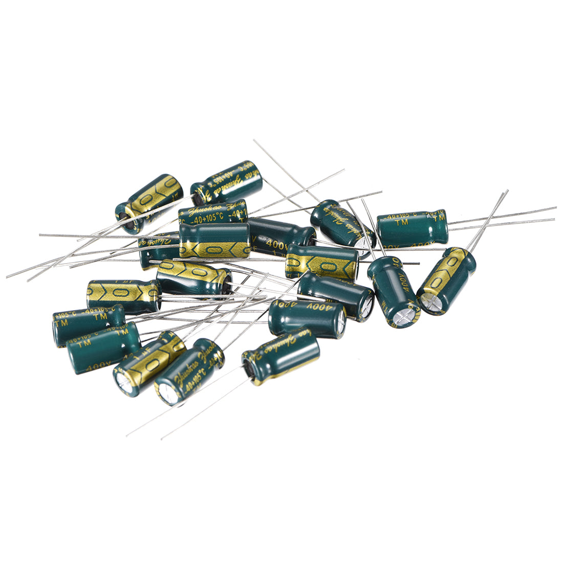 uxcell Uxcell Aluminum Radial Electrolytic Capacitor Low ESR Green with 1uF 400V 105 Celsius Life 3000H 6.3 x 12 mm High Ripple Current,Low Impedance 20pcs