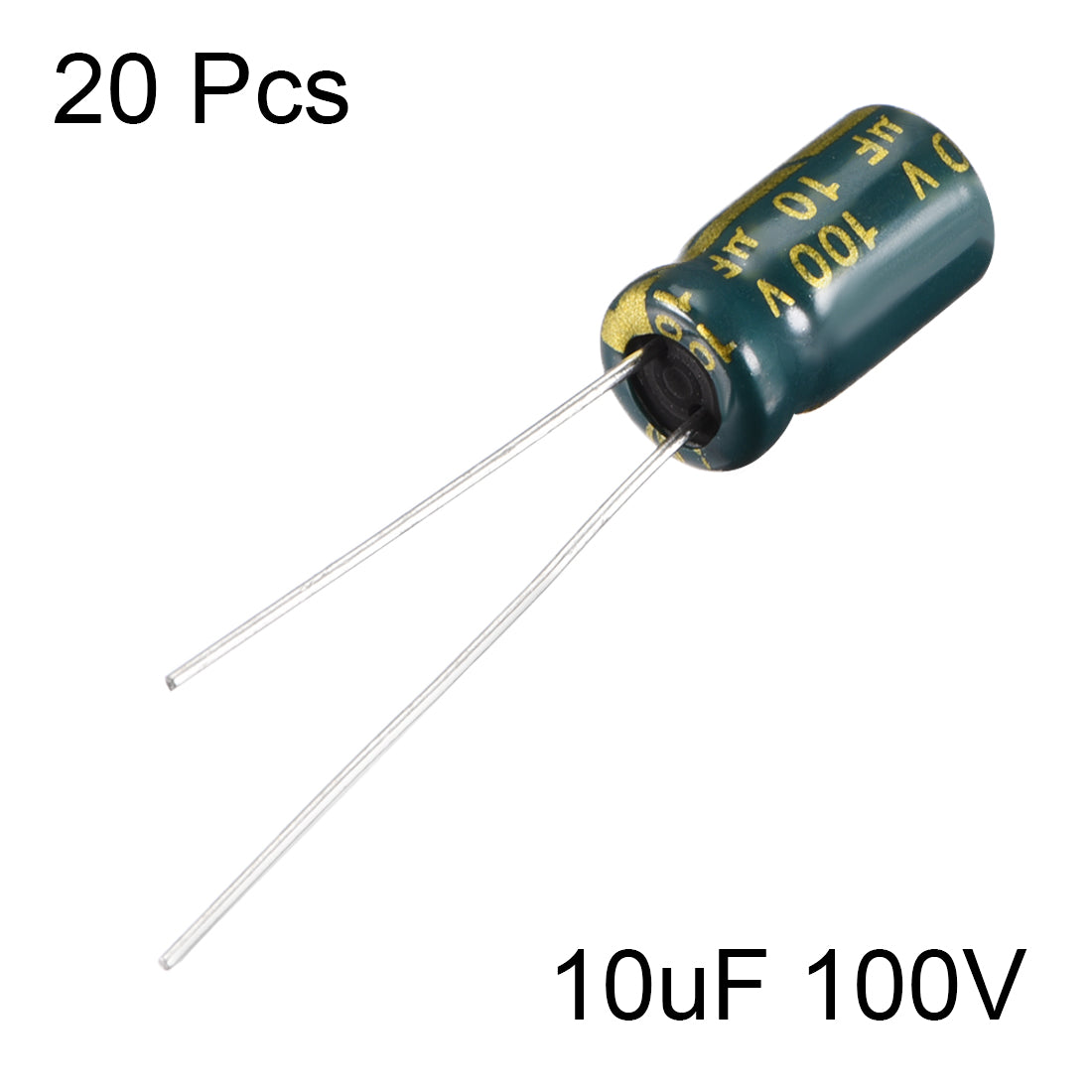 uxcell Uxcell Aluminum Radial Electrolytic Capacitor Low ESR Green with 10uF 100V 105 Celsius Life 3000H 6.3 x 11 mm High Ripple Current,Low Impedance 20pcs