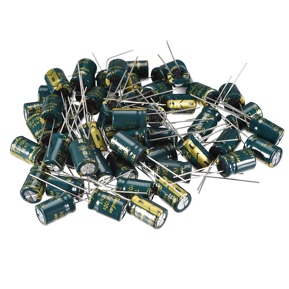 uxcell Uxcell Aluminum Radial Electrolytic Capacitor Low ESR Green with 22uF 100V 105 Celsius Life 3000H 8 x 12 mm High Ripple Current,Low Impedance 50pcs