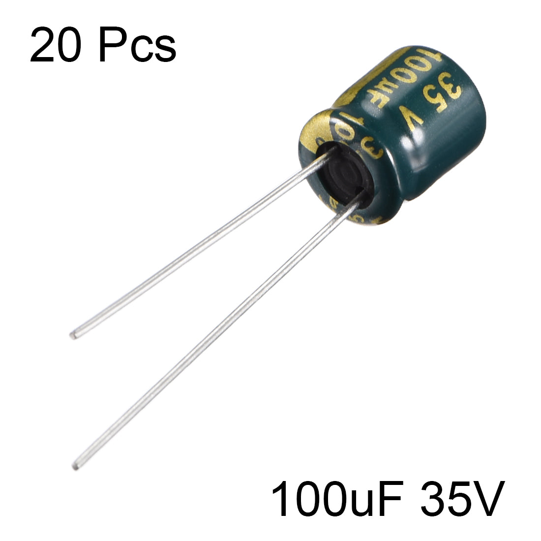 uxcell Uxcell Aluminum Radial Electrolytic Capacitor Low ESR 100uF 35V 105 Celsius 3000H Life 6.3x7mm High Ripple Current Low Impedance 20pcs Green