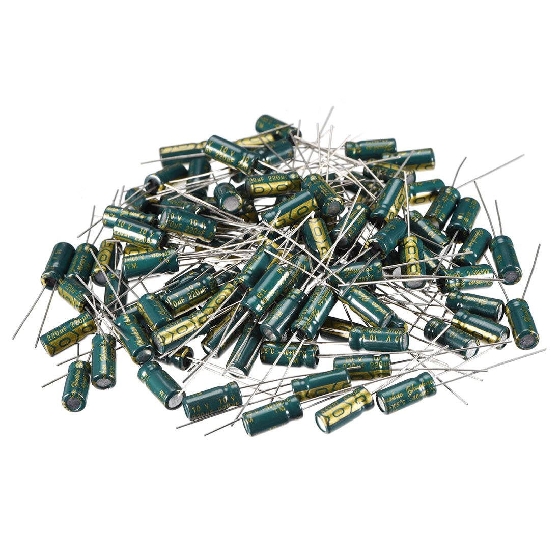 uxcell Uxcell Aluminum Radial Electrolytic Capacitor Low ESR Green with 220uF 10V 105 Celsius Life 3000H 5 x 11mm High Ripple Current,Low Impedance 100pcs