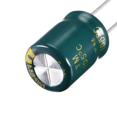 Harfington Uxcell Aluminum Radial Electrolytic Capacitor Low ESR Green with 6.8uF 400V 105 Celsius Life 3000H 10 x 13mm High Ripple Current,Low Impedance 10pcs