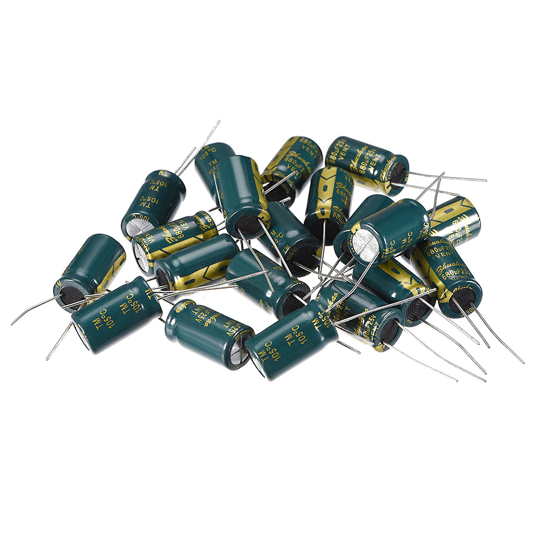 uxcell Uxcell Aluminum Radial Electrolytic Capacitor Low ESR Green with 680uF 25V 105 Celsius Life 3000H 10 x 17mm High Ripple Current,Low Impedance 20pcs
