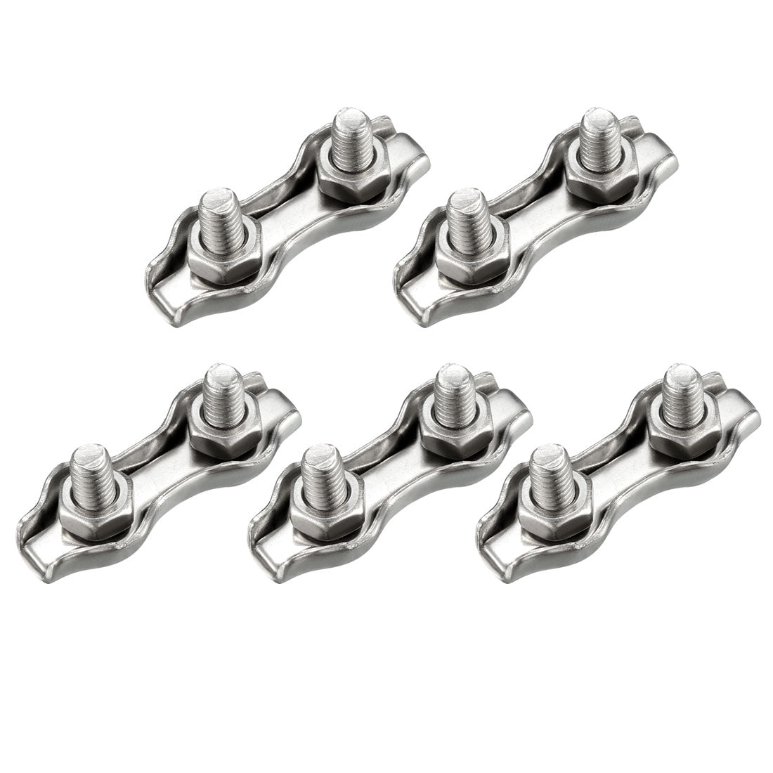 uxcell Uxcell 5 Pcs 316 Stainless Steel Duplex Wire Rope Clip Cable Clamp Suit For 0.8-1.5mm Rope