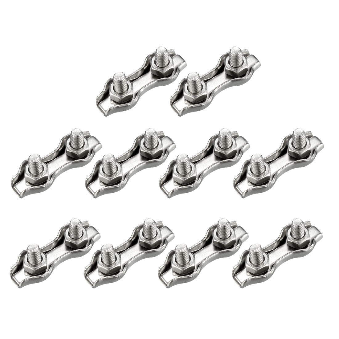 uxcell Uxcell 10 Pcs 316 Stainless Steel Duplex Wire Rope Clip Cable Clamp Suit For 0.8-1.5mm Rope