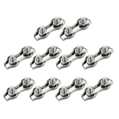 Harfington Uxcell 10 Pcs 316 Stainless Steel Duplex Wire Rope Clip Cable Clamp Suit For 0.8-1.5mm Rope