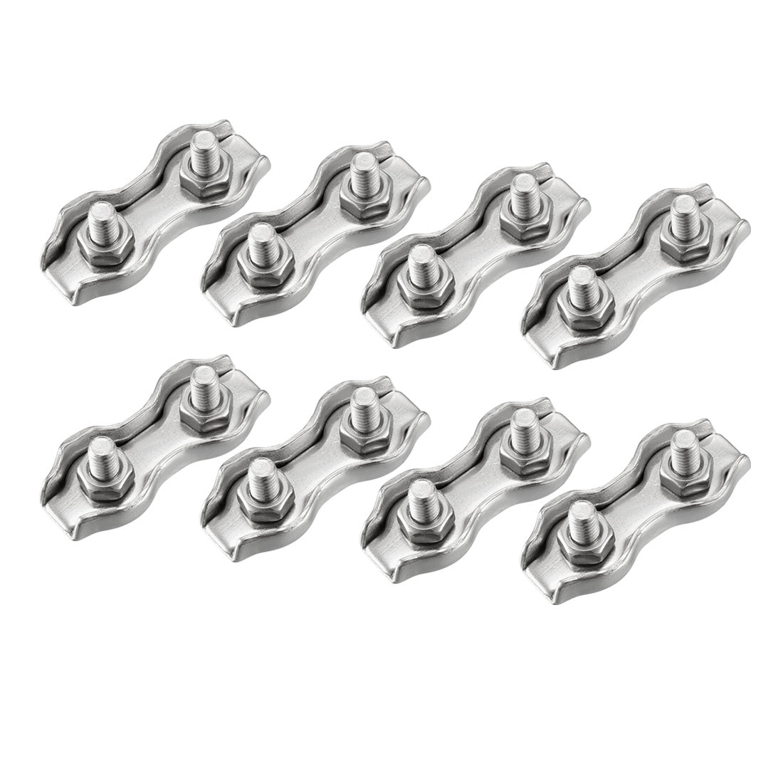 uxcell Uxcell 316 Stainless Steel Duplex 2-Post Wire Rope Clip Cable Clamp 8 Pcs  Suit for 4mm Rope