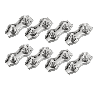 Harfington Uxcell 316 Stainless Steel Duplex 2-Post Wire Rope Clip Cable Clamp 8 Pcs  Suit for 4mm Rope