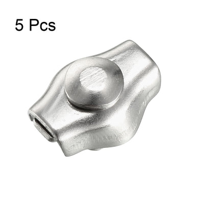 Harfington Uxcell 5 Pcs 304 Stainless Steel Single Wire Rope Clip Cable Clamp for 1mm-1.5mm Rope