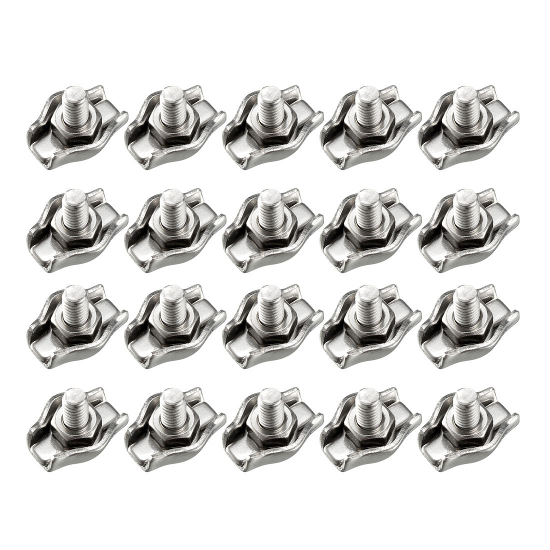 uxcell Uxcell 20Pcs 304 Stainless Steel Single Wire Rope Clip Cable Clamp Suit for 0.8-1.5mm Rope