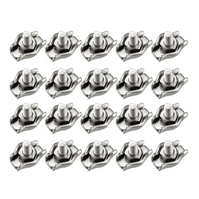 Harfington Uxcell 20Pcs 304 Stainless Steel Single Wire Rope Clip Cable Clamp Suit for 0.8-1.5mm Rope
