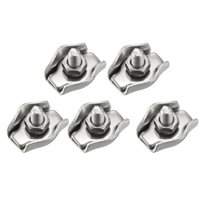 Harfington Uxcell 5 Pcs 304 Stainless Steel Single Wire Rope Clip Cable Clamp for 1.5mm-2mm Rope
