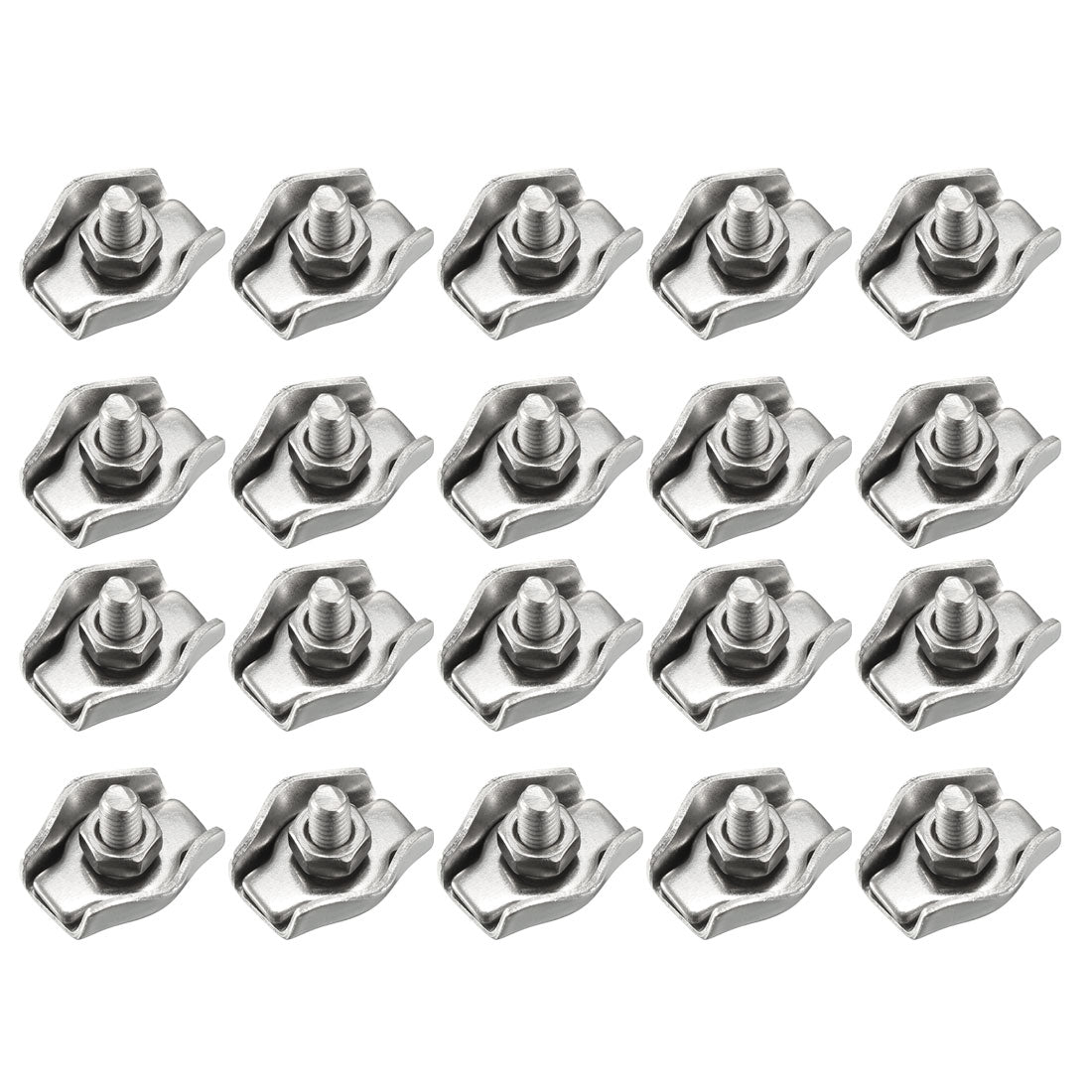 uxcell Uxcell 20 Pcs 304 Stainless Steel Single Wire Rope Clip Cable Clamp for 1.5mm-2mm Rope