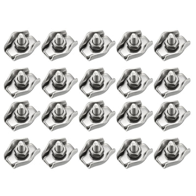 Harfington Uxcell 20 Pcs 304 Stainless Steel Single Wire Rope Clip Cable Clamp for 1.5mm-2mm Rope